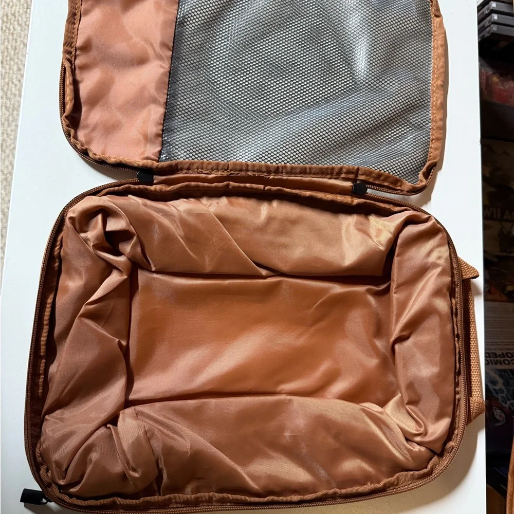 Brown and Black Faux Leather Packing Cube